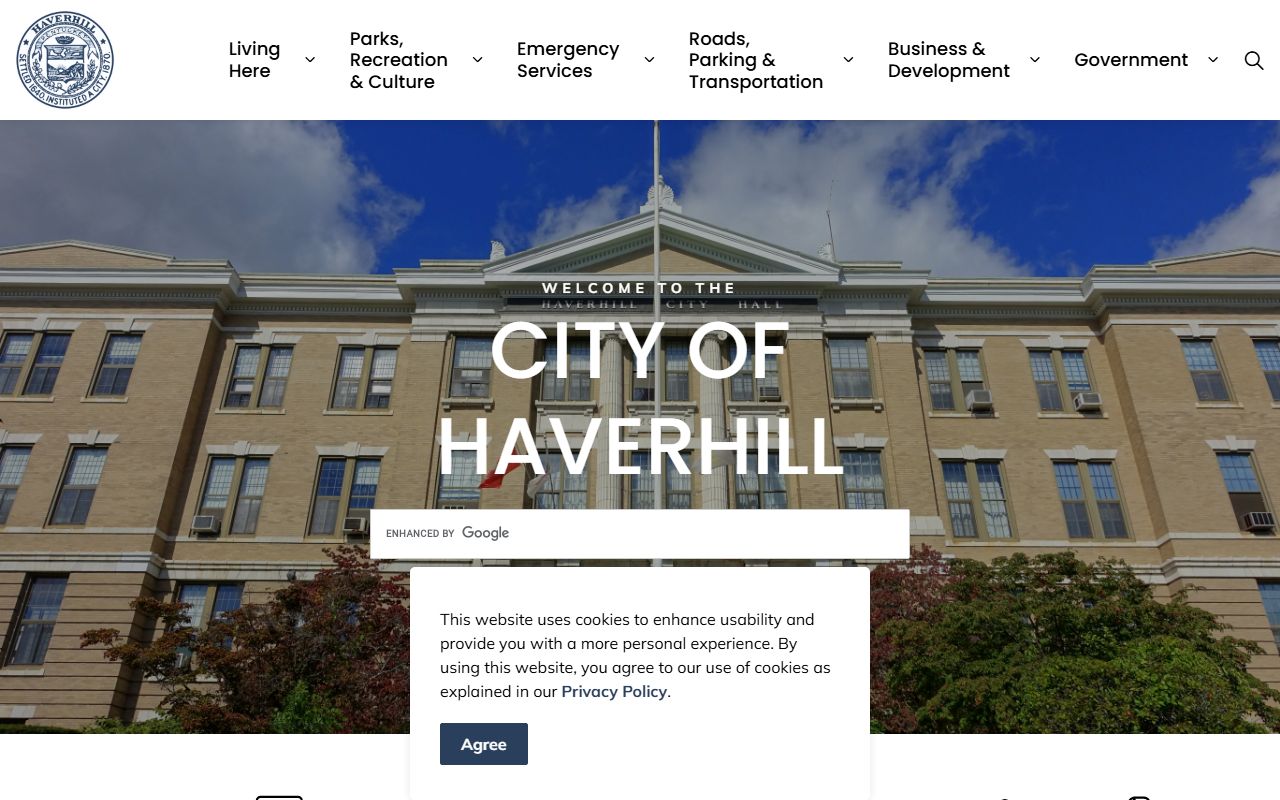 City of Haverhill Massachusetts website showing local city services and records portal