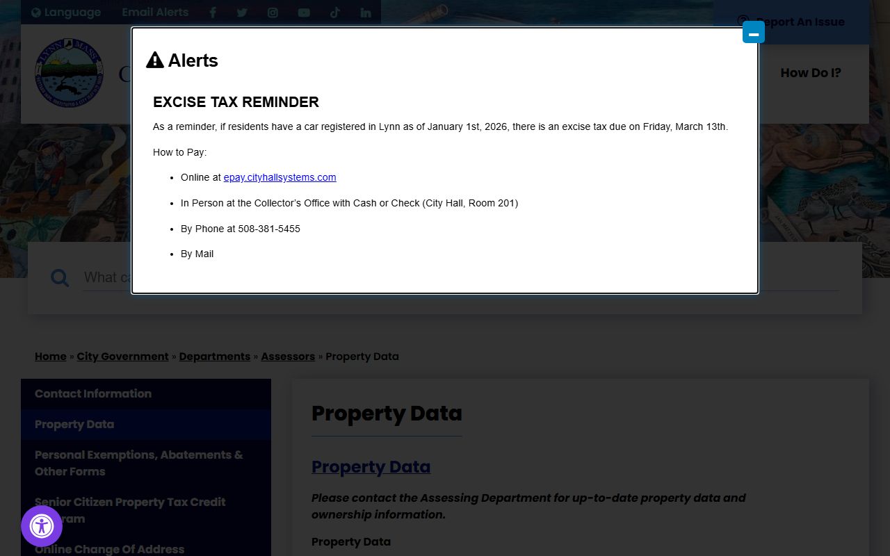 Lynn Assessors property data page