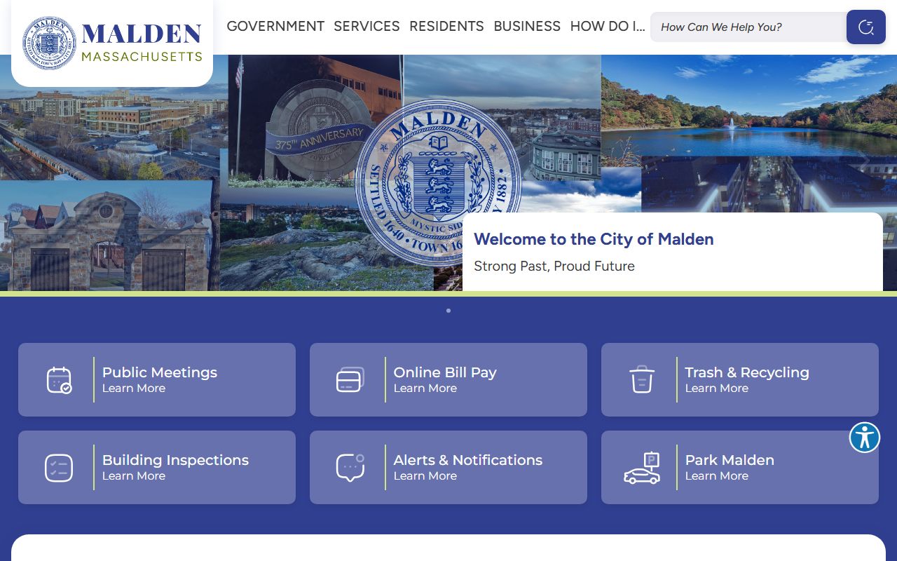 Malden city portal homepage