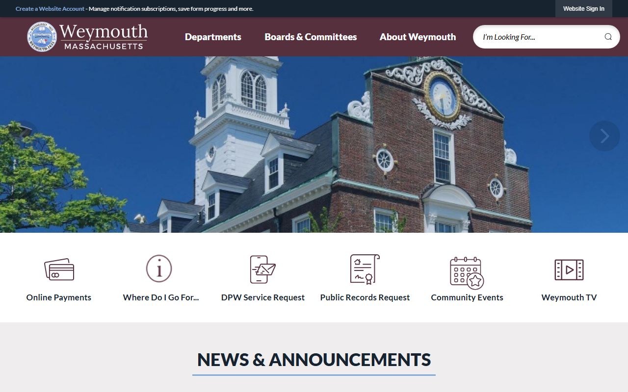 Town of Weymouth official website