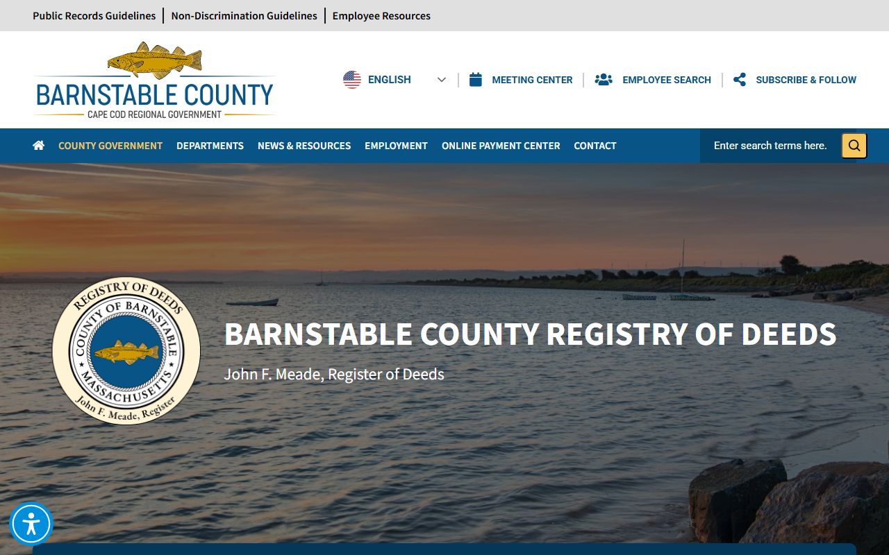 Barnstable County Registry of Deeds on the Cape Cod county government portal